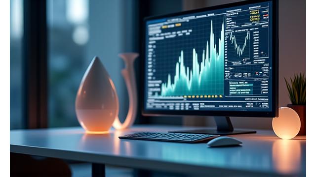 Grafici e dati finanziari sovrapposti a un'opera d'arte contemporanea astratta, simboleggiando l'analisi di mercato dell'arte.