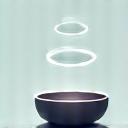 Icona di una ciotola tibetana in ceramica o campana di vetro, che emette onde sonore per la meditazione