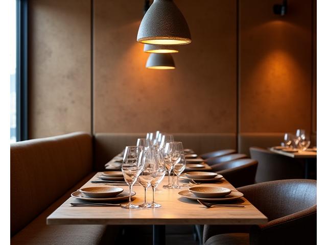 Pannelli murali in ceramica artistica e servizio piatti in un ristorante gourmet di Bologna