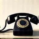 Icona stilizzata di un telefono d'epoca in ceramica con un tocco di eleganza moderna.