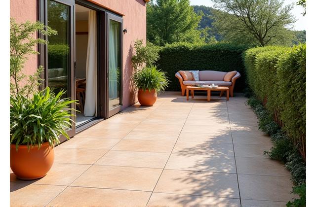 Piastrelle ceramiche resistenti per esterni e terrazze in stile rustico
