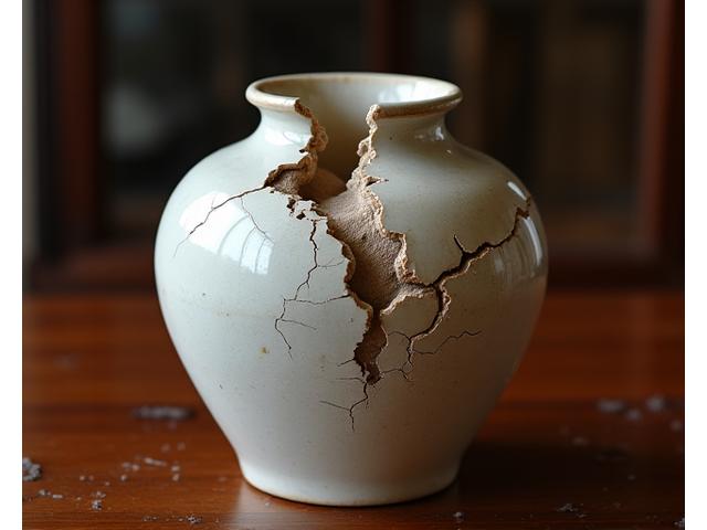 Vaso antico in ceramica danneggiato prima del restauro