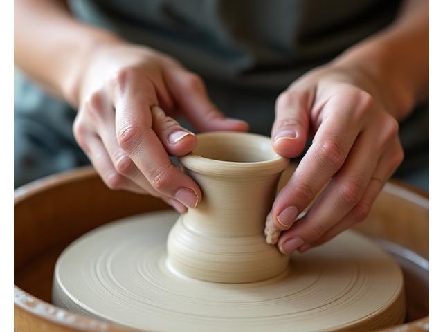 Mani che modellano l'argilla con delicatezza