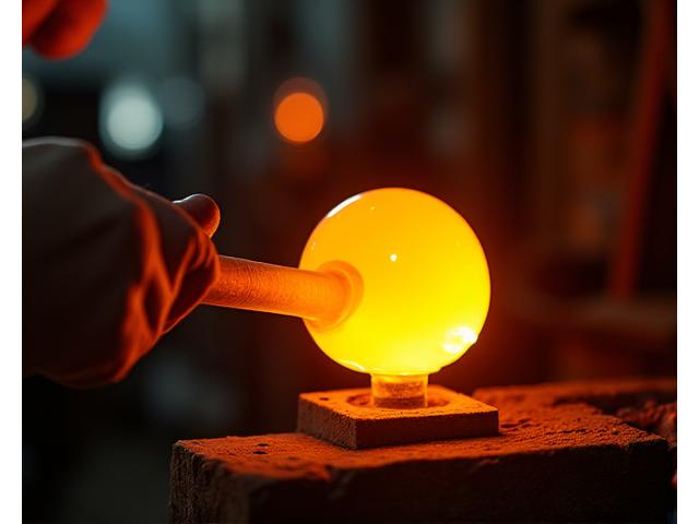 Vetreria artistica in fase di creazione con luce calda